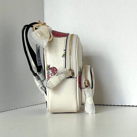Coach Mini Court Strawberry Backpack Bag Charm CAO93 White Keychain ORGPKG - Picture 5 of 13